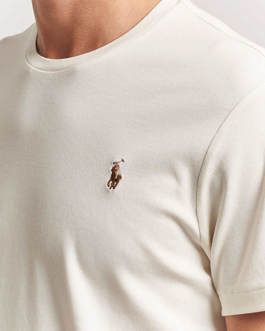 Polo Ralph Lauren Luxury Pima Cotton Crew Neck T-Shirt Pale Cream