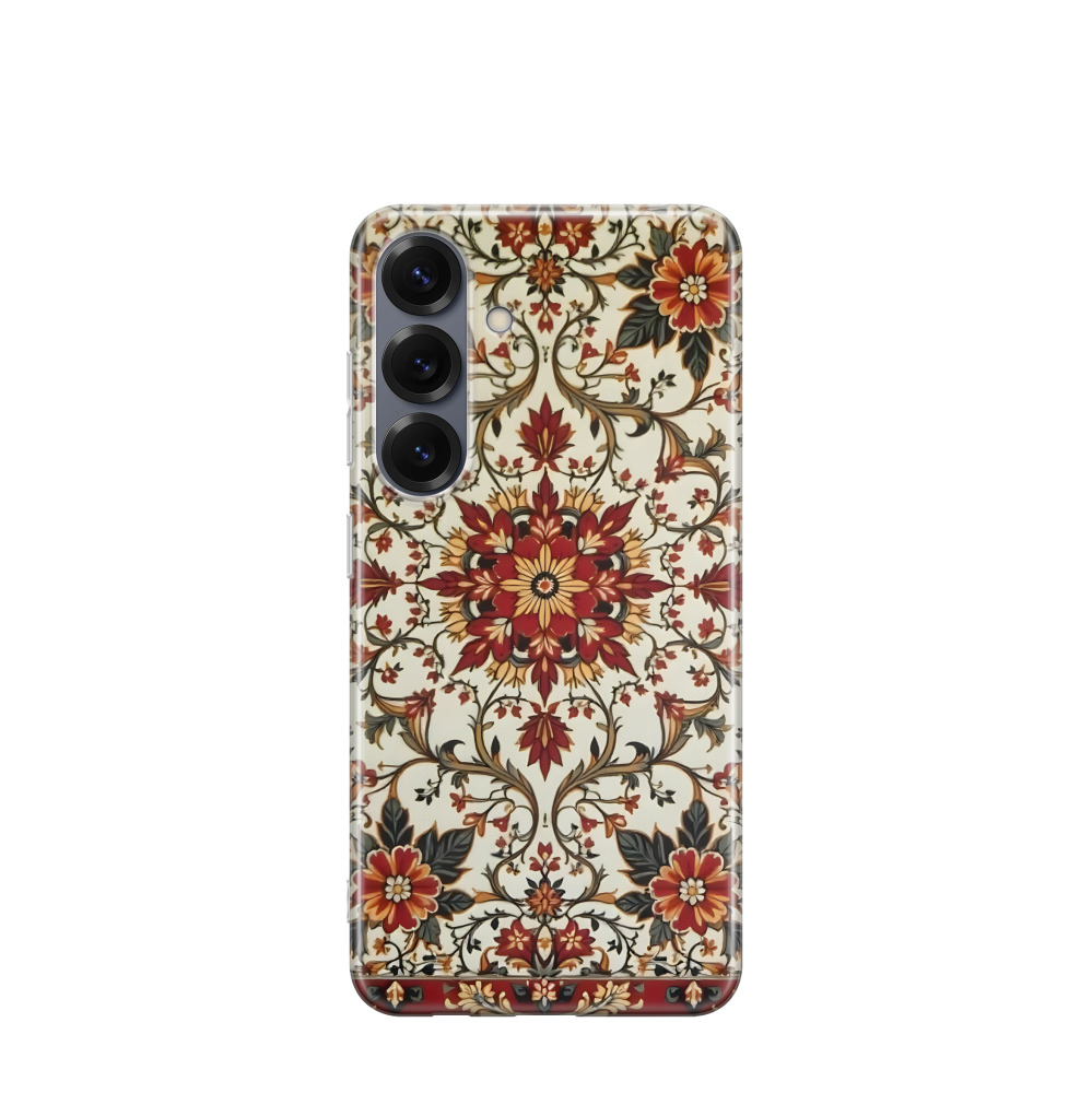 Samsung Galaxy S25 Gummi Hülle Feuerblüte des Orients - Burgundy