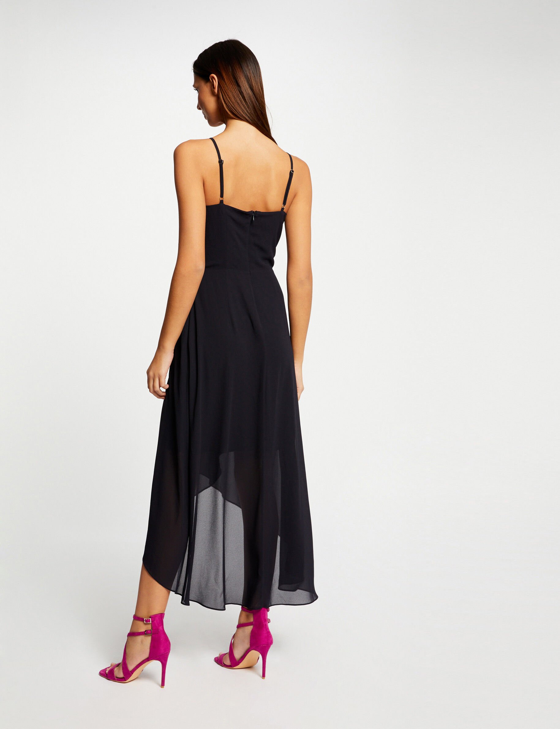 Robe mi-longue à fines bretelles marine femme - marine