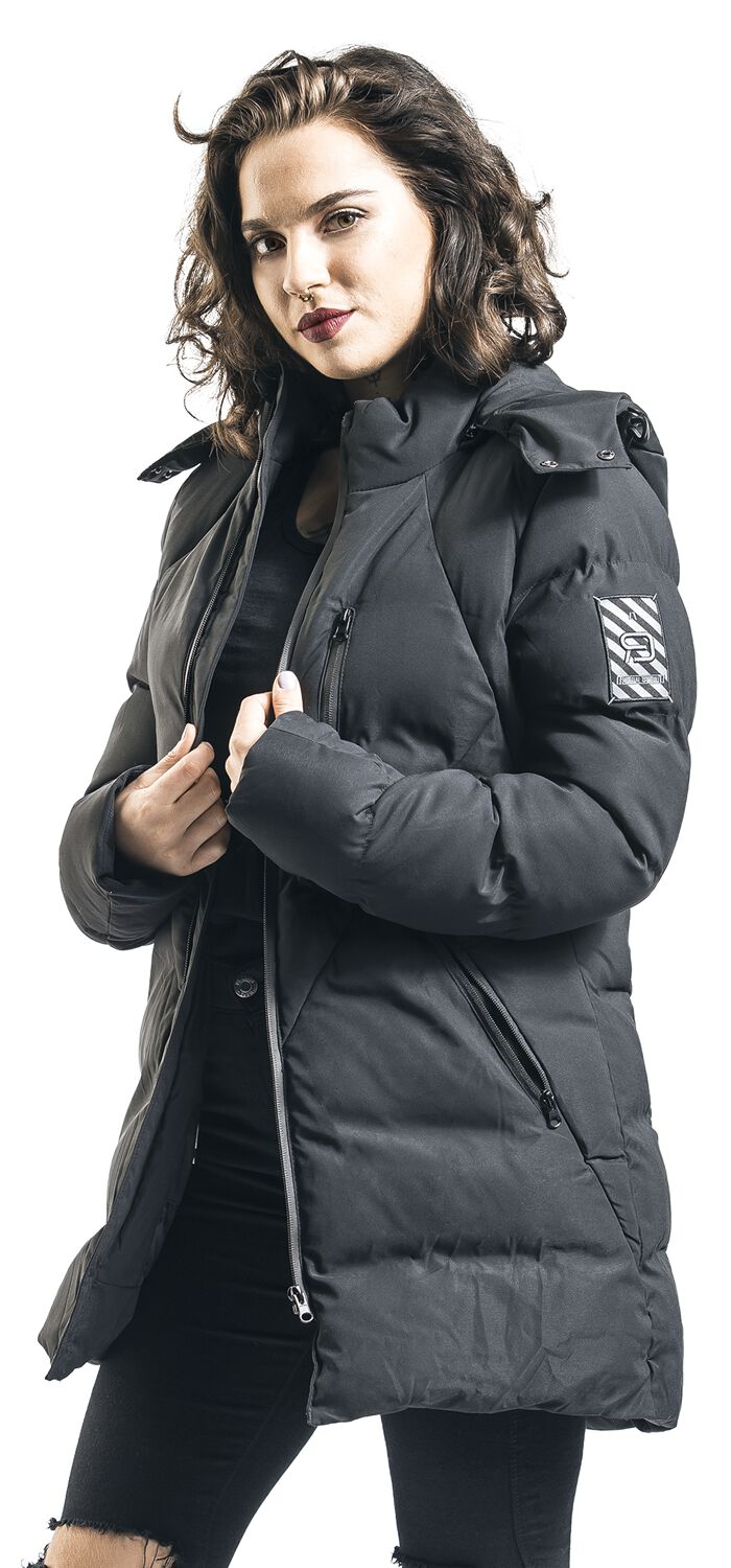 Veste D'Hiver Noire Matelassée & Capuche | RED by EMP Veste d'hiver