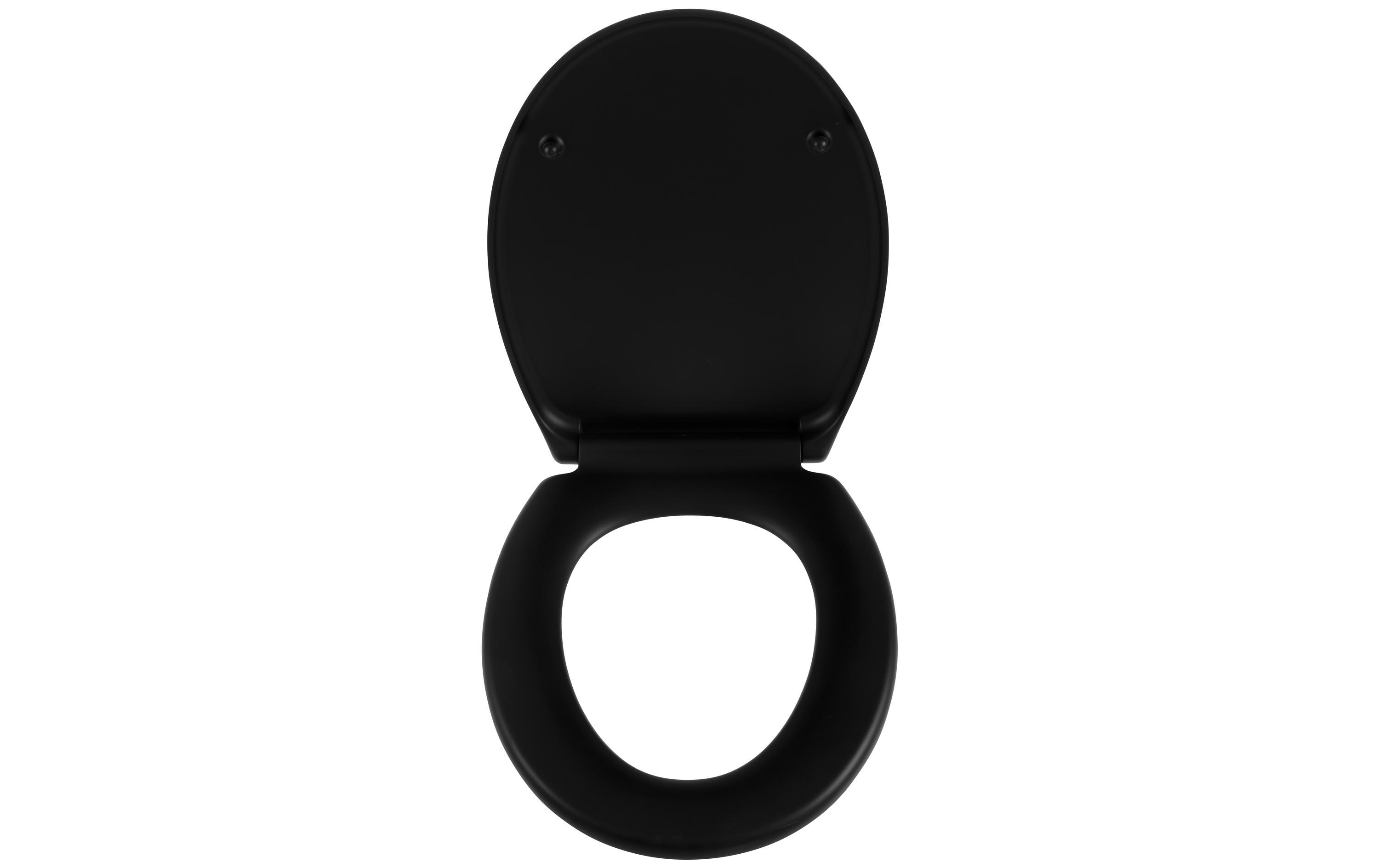 Toilettensitz Duroplast mit Absenkautomatik Schwarz mattWC-Sitz aus Kunststoff mit universeller Passform