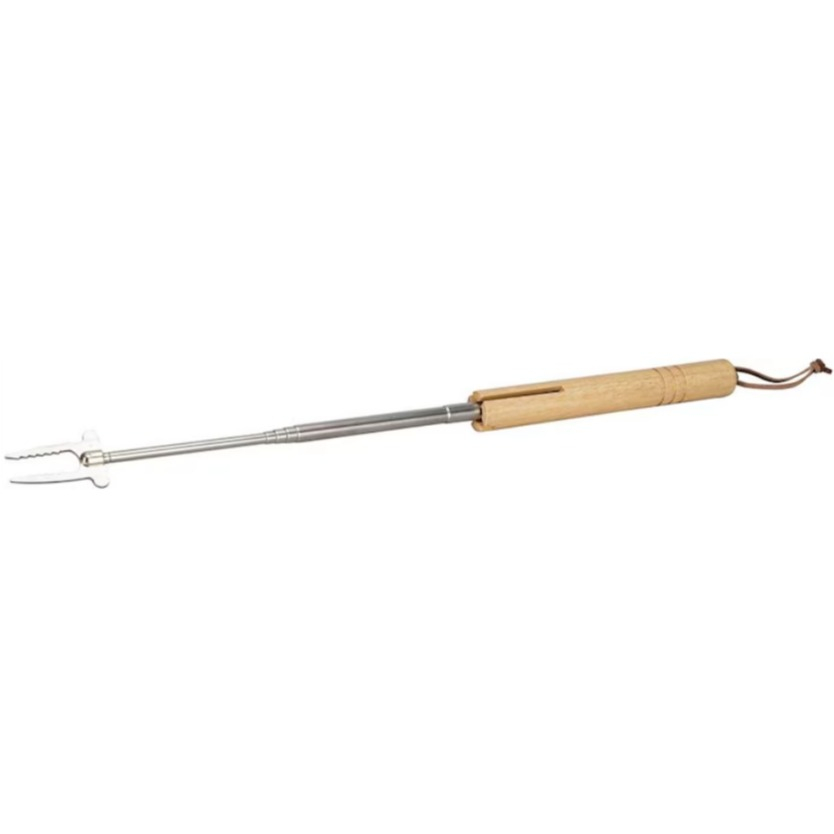 2in1 Teleskop Wurst Gabel Ausziehbarer Grill Spiess BBQ Besteck (404221) - Silber / Braun