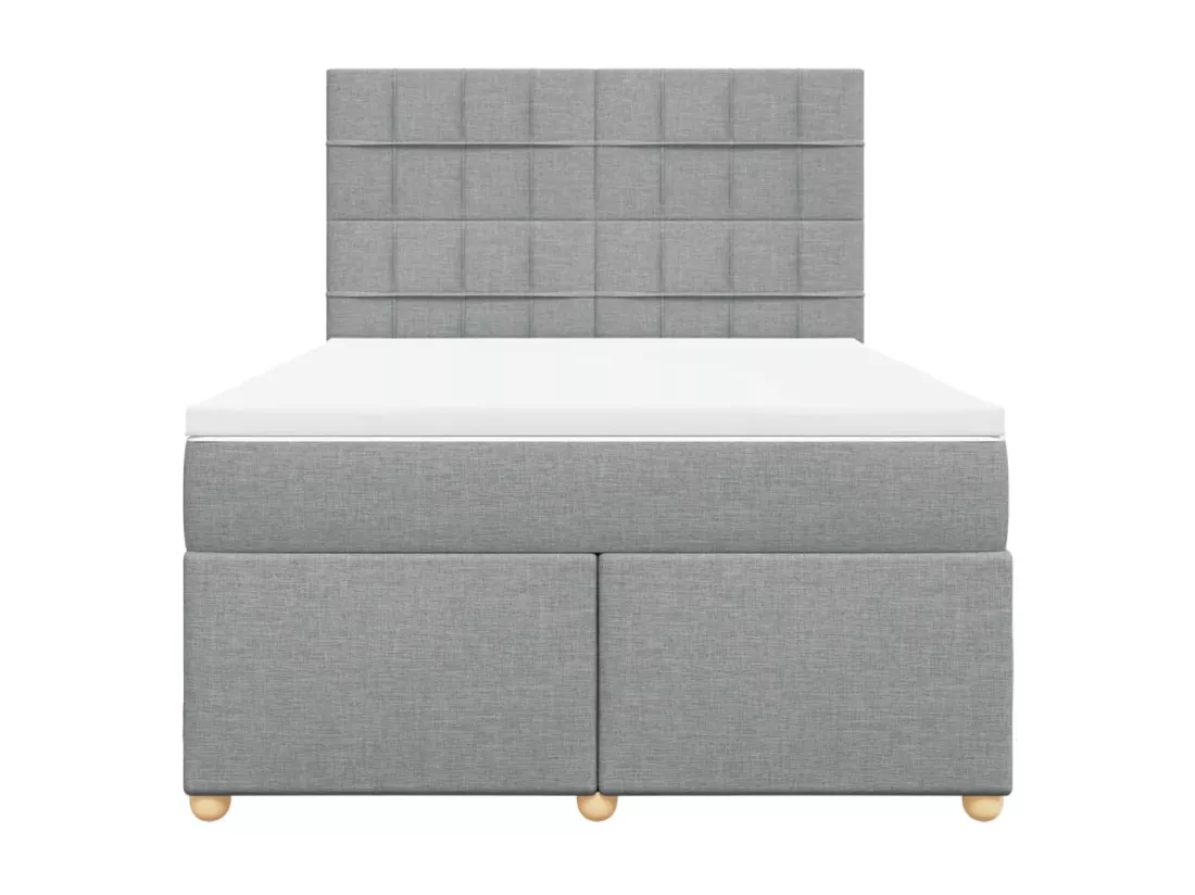 Sommier à lattes de lit avec matelas Gris clair 140x190cm Tissu