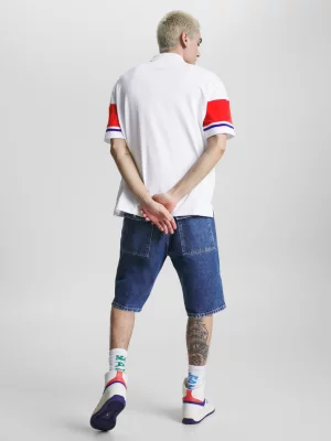 Camisa de rugby oversized com listras mistas
