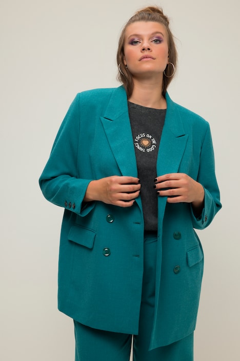 Blazer, Straight Shape, Melange, doppelreihig, Reverskragen, Langarm