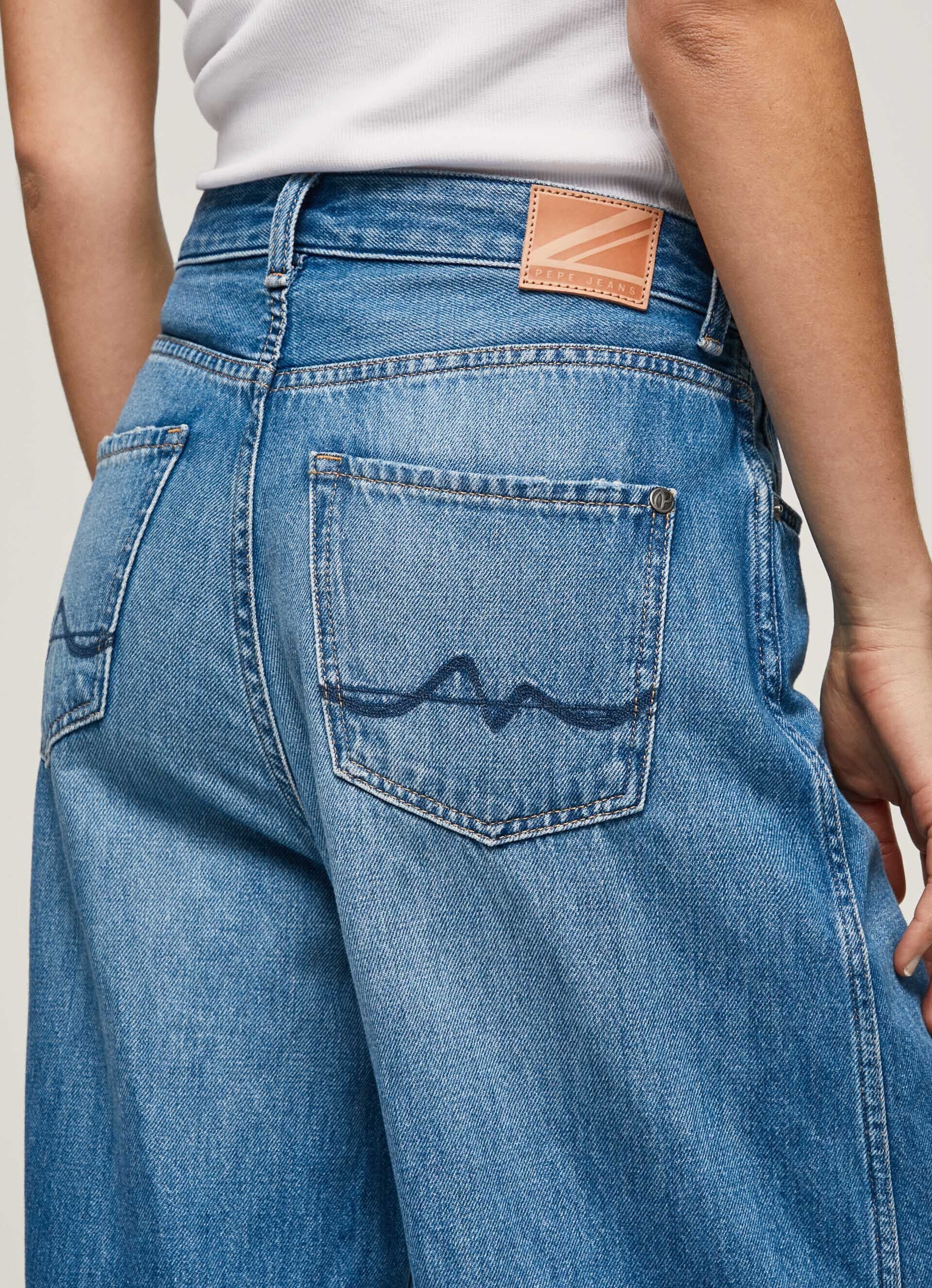 Calça jeans JAIMY de cintura alta e modelagem ampla - jeans