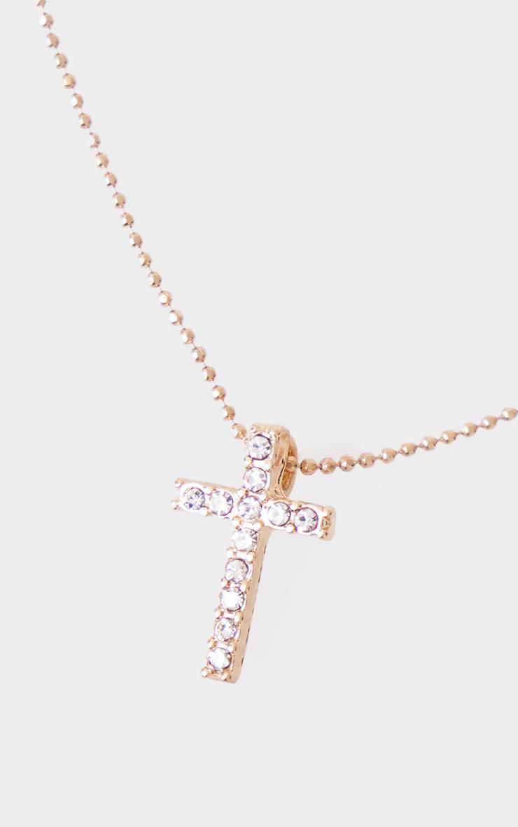 Doré Collier Croix Délicat Orné De Diamants