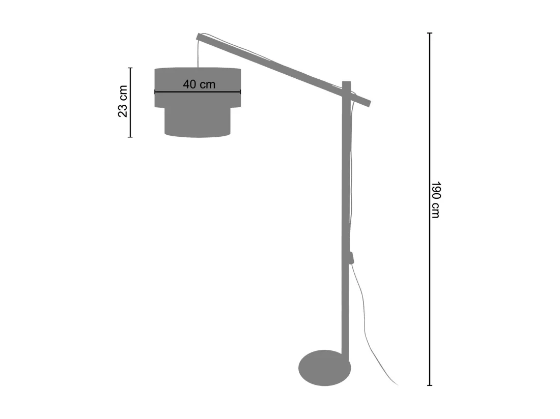 Lampadaire droit bois foncé,beige 190 cm.
