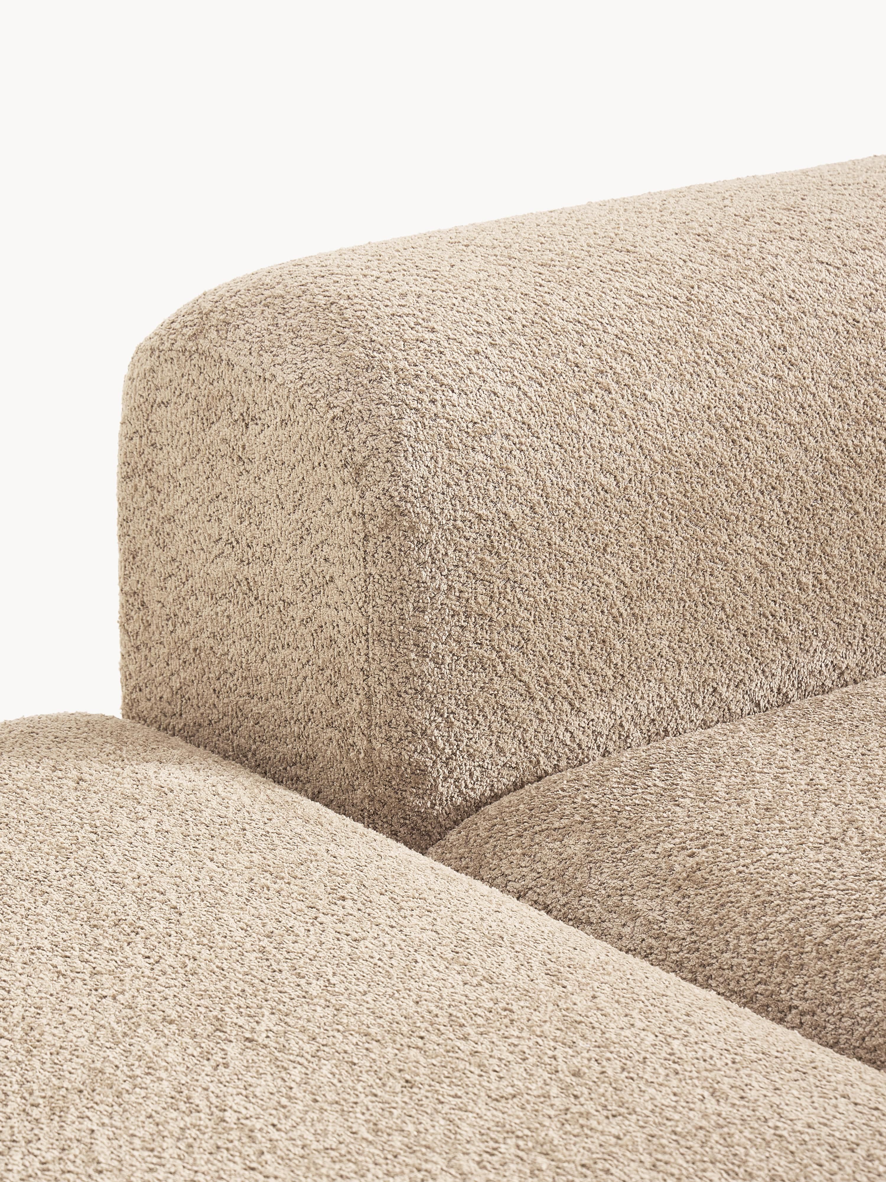 Modulaire chaise longue Natalie van teddy-bouclé met poef (links/rechts)