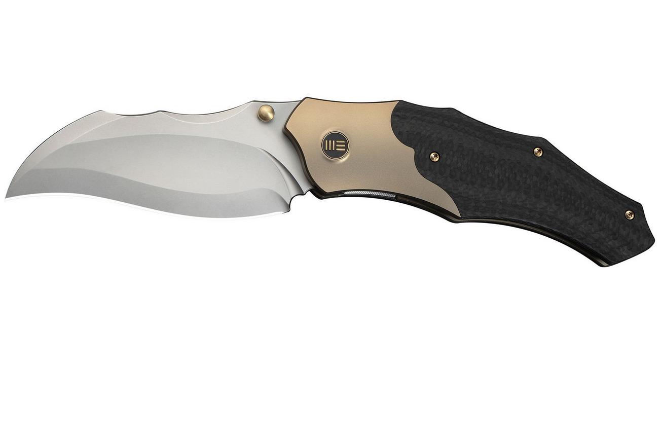 WE Knife Orc Boss WE24042-2 Stonewashed CPM 20CV, Champagne Titanium Twill Carbon Inlay, zakmes, Grant Chambers design