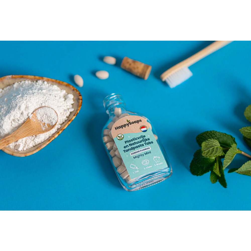 HappySoaps Tandpasta Tabs zonder Fluoride Mighty Mint 130 gr