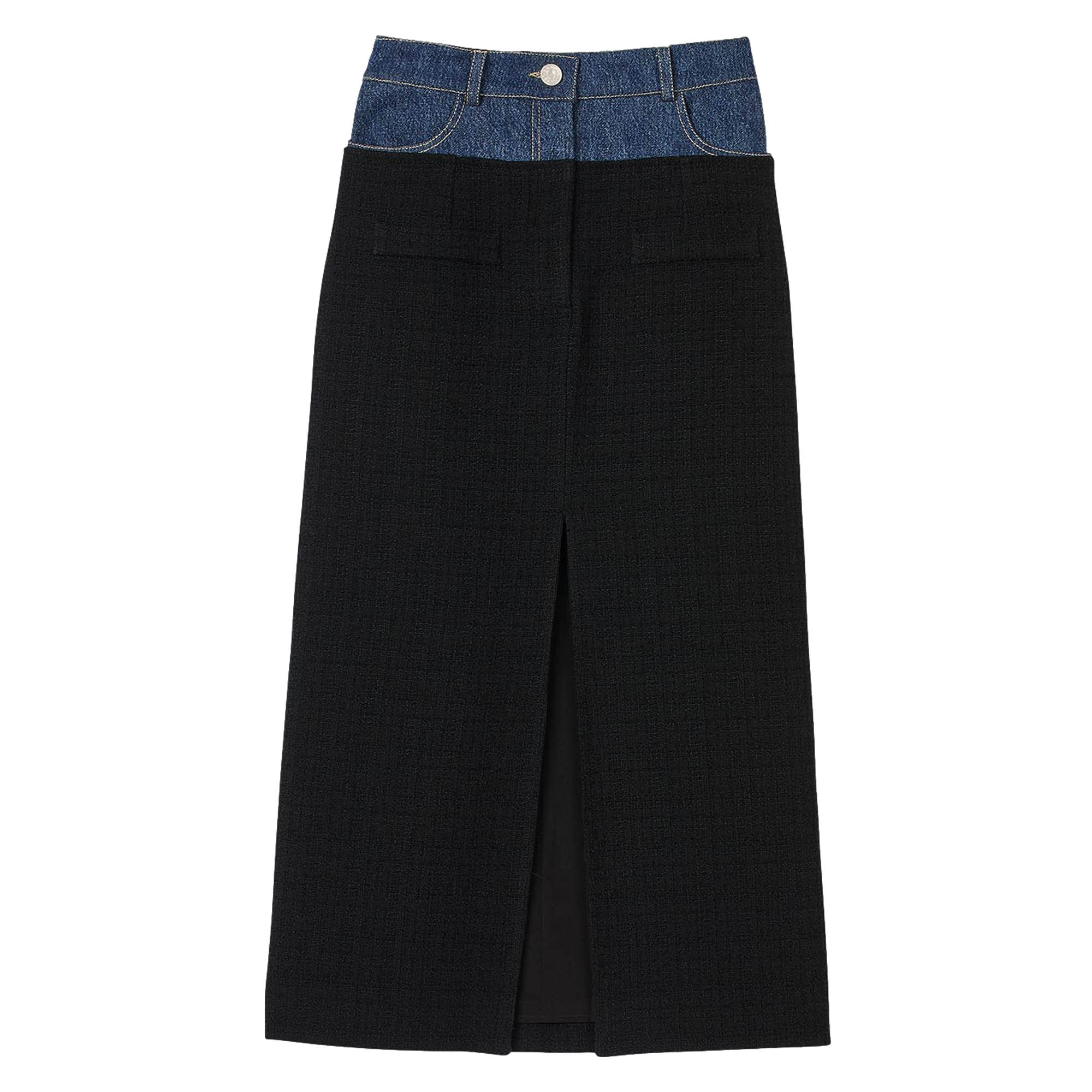 Jupe longue en coton mélangé | Noir