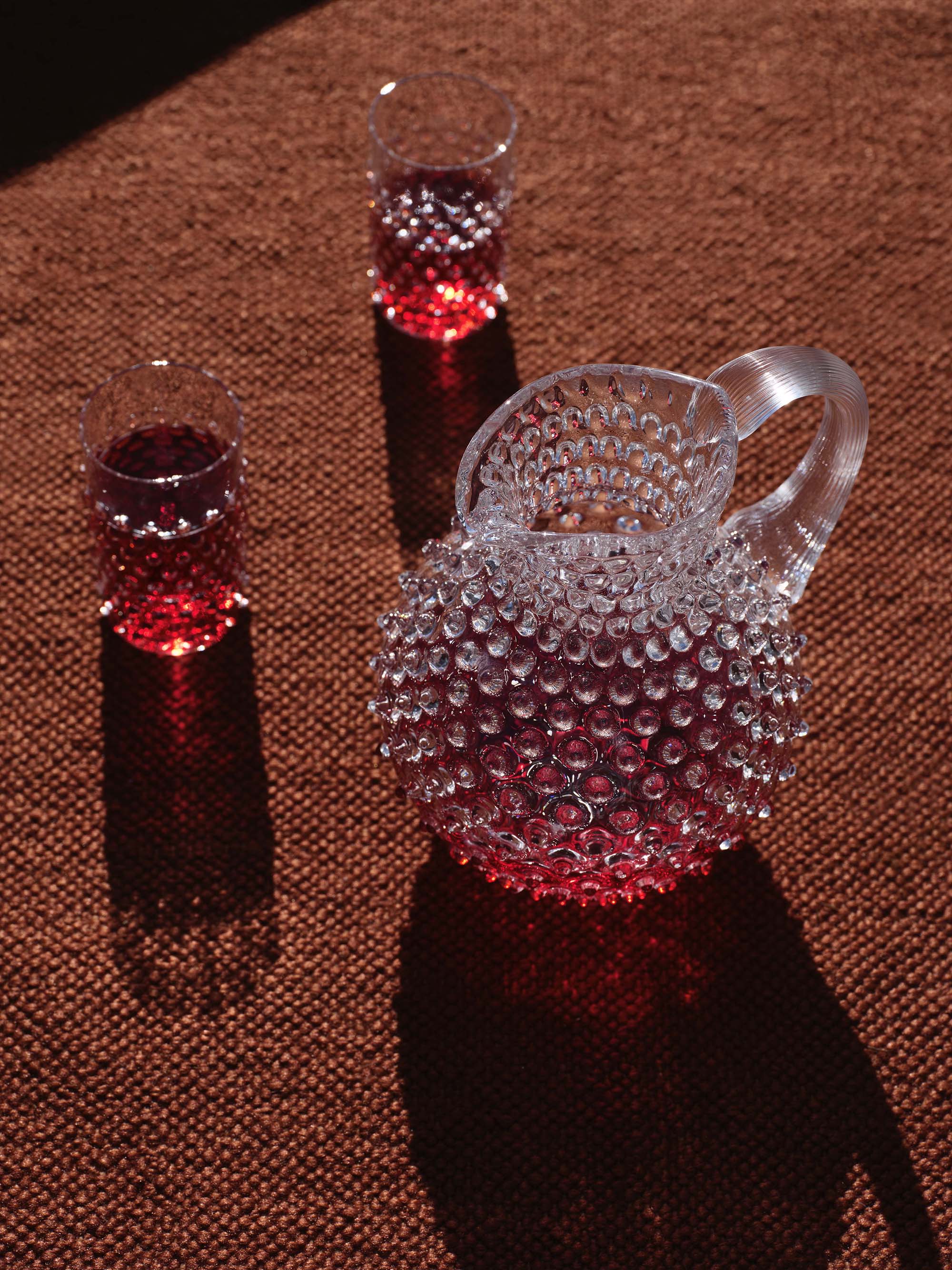 Mondgeblazen karaf Hobnail, 2 L