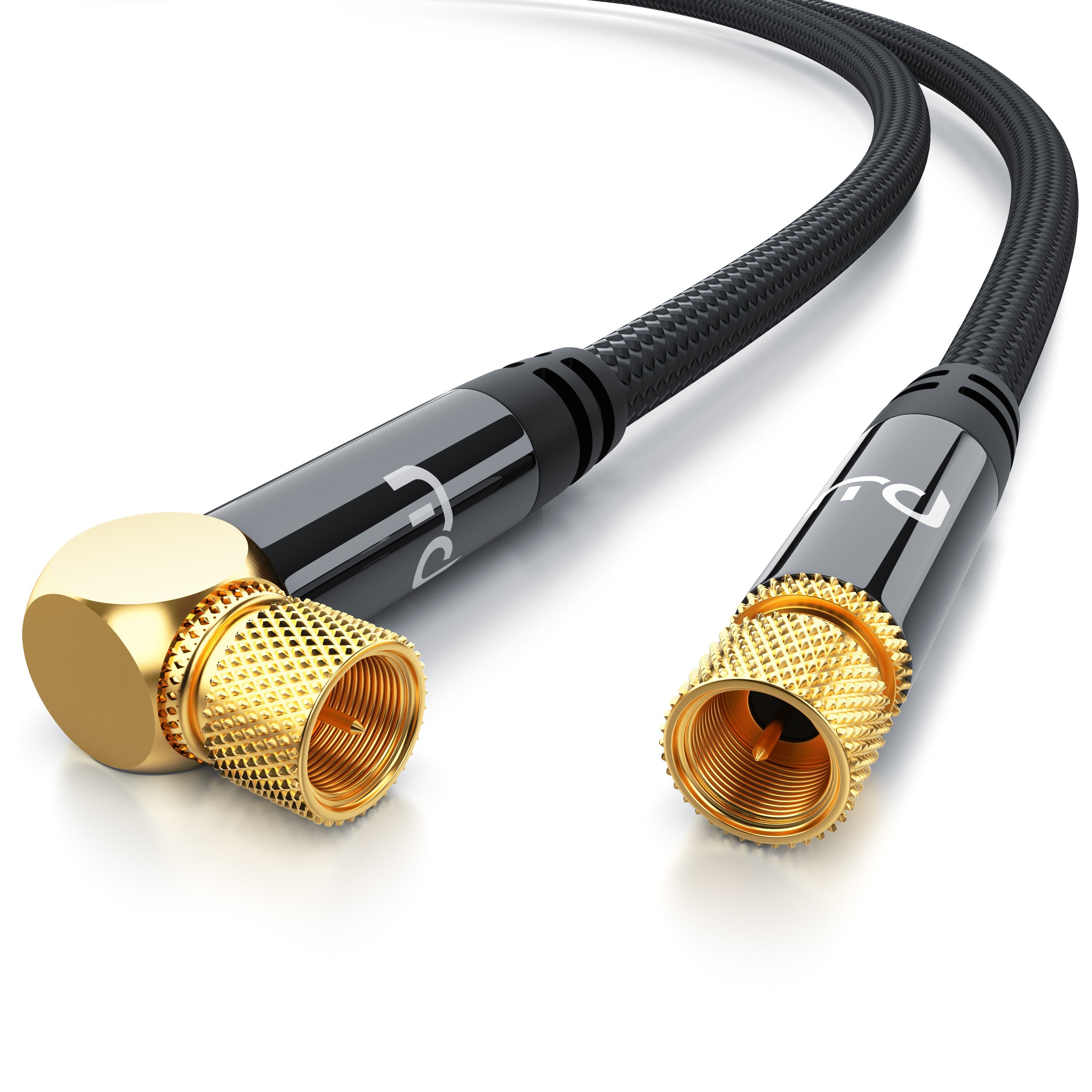 Primewire HDTV Satellitenkabel gewinkelt mit Braiding - 135Db - 75 Ohm - Stoffummantelung - 12,5 m