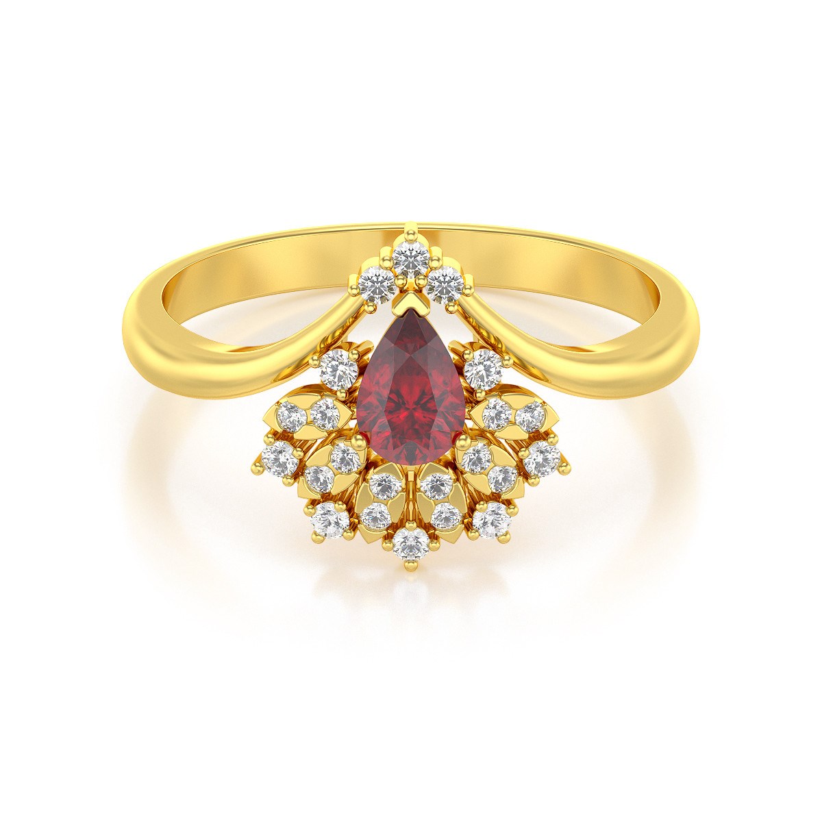 Bague ADEN Or 585 Jaune Rubis et diamants 3.6grs