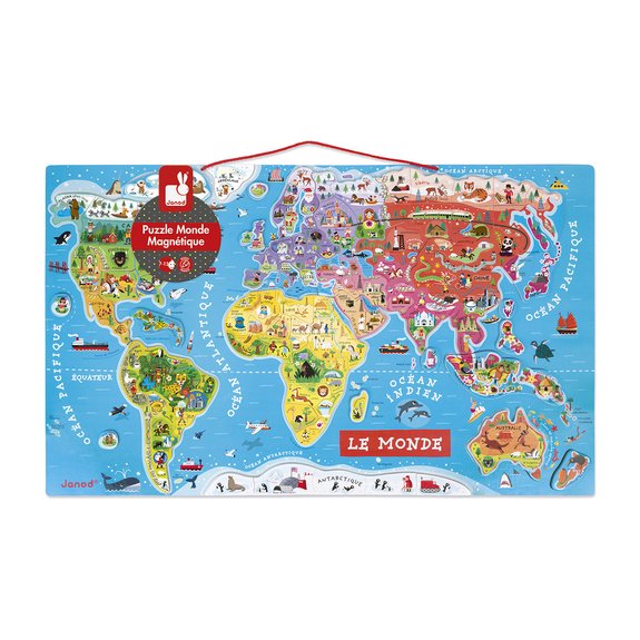 Puzzle 92 pièces magnétique du monde