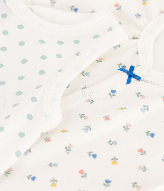 Lot de 2 combinaisons courtes fleurs en coton bébé