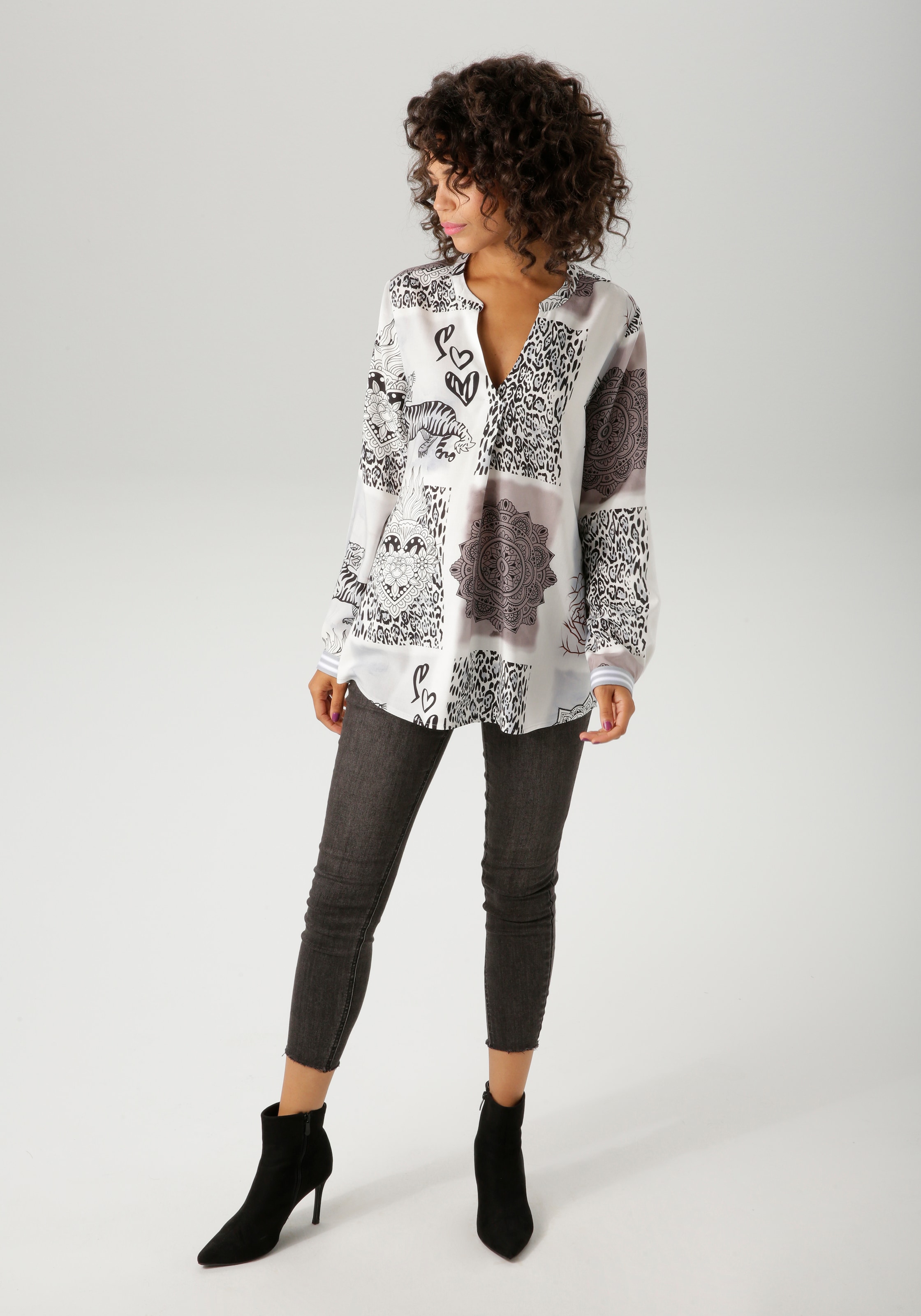 Aniston CASUAL Schlupfbluse , im extravaganten Patch-Druck-Dessin - NEUE KOLLEKTION