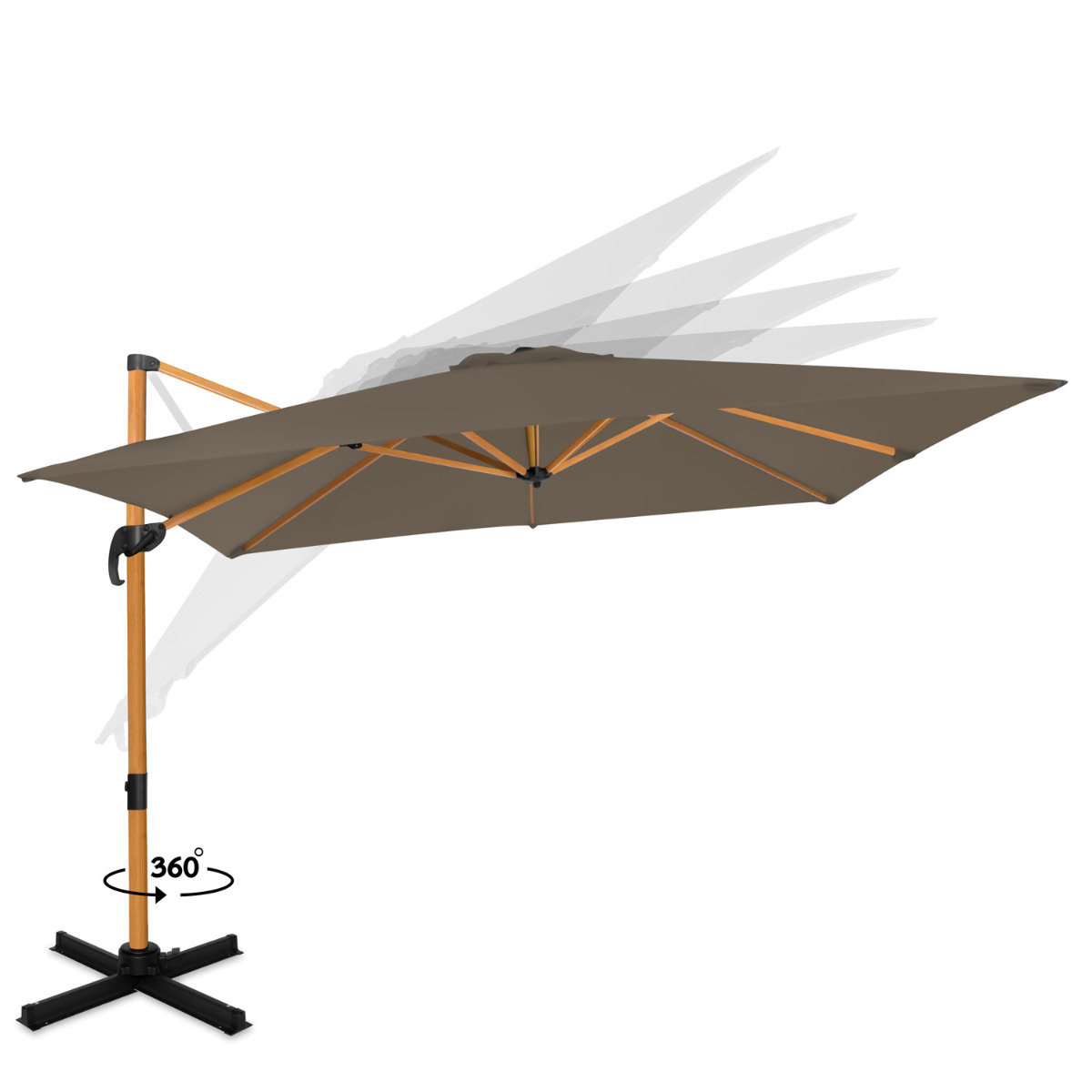 VONROC Premium Pisogne 300x300cm zweefparasol - Taupe