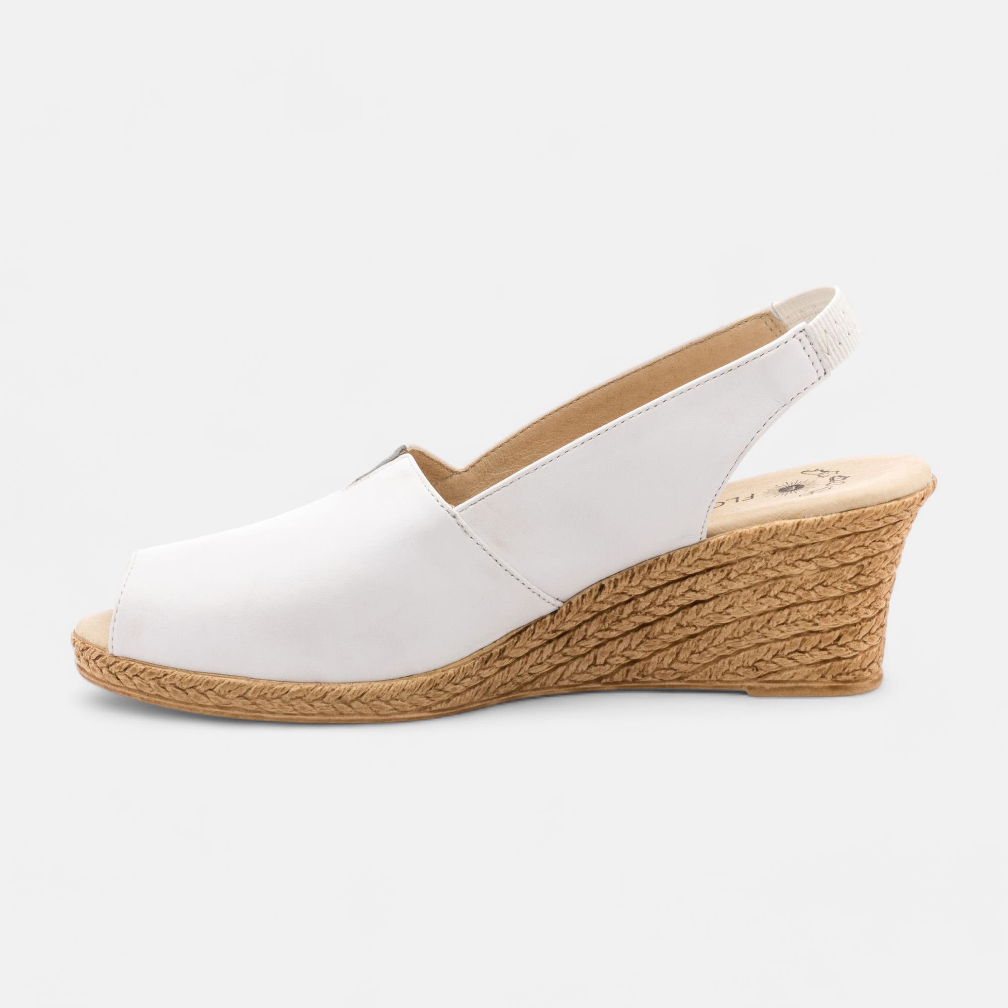 Nu-pieds à talon compensé Femme en cuir blanc