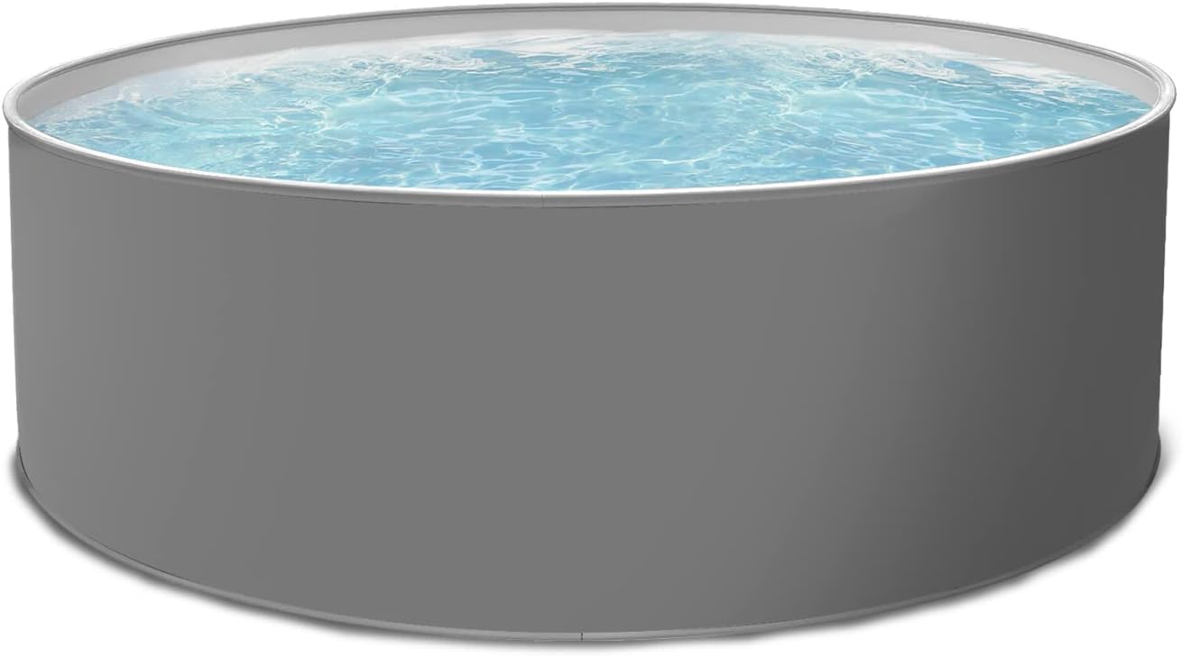Paradies Pool Griza Komplettset Premium rund, 400x120cm (Ø x H), Stahlwandpool grau, Poolfolie in grau 0,8mm, Handlauf, inkl. Skimmer Set Leiter Pumpe Sandfilter, Swimmingpool, Menge: 1 Stück