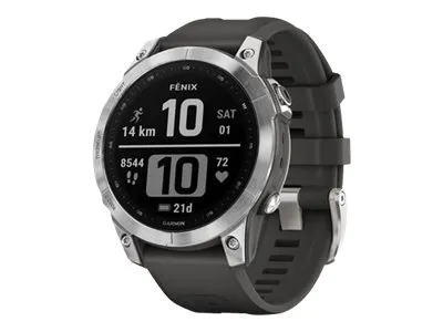 Garmin fenix 7 - 47 mm - sølv - sportsur med bånd - silikone - grafit - håndledsstørrelse: 125-208 mm - display 1.3