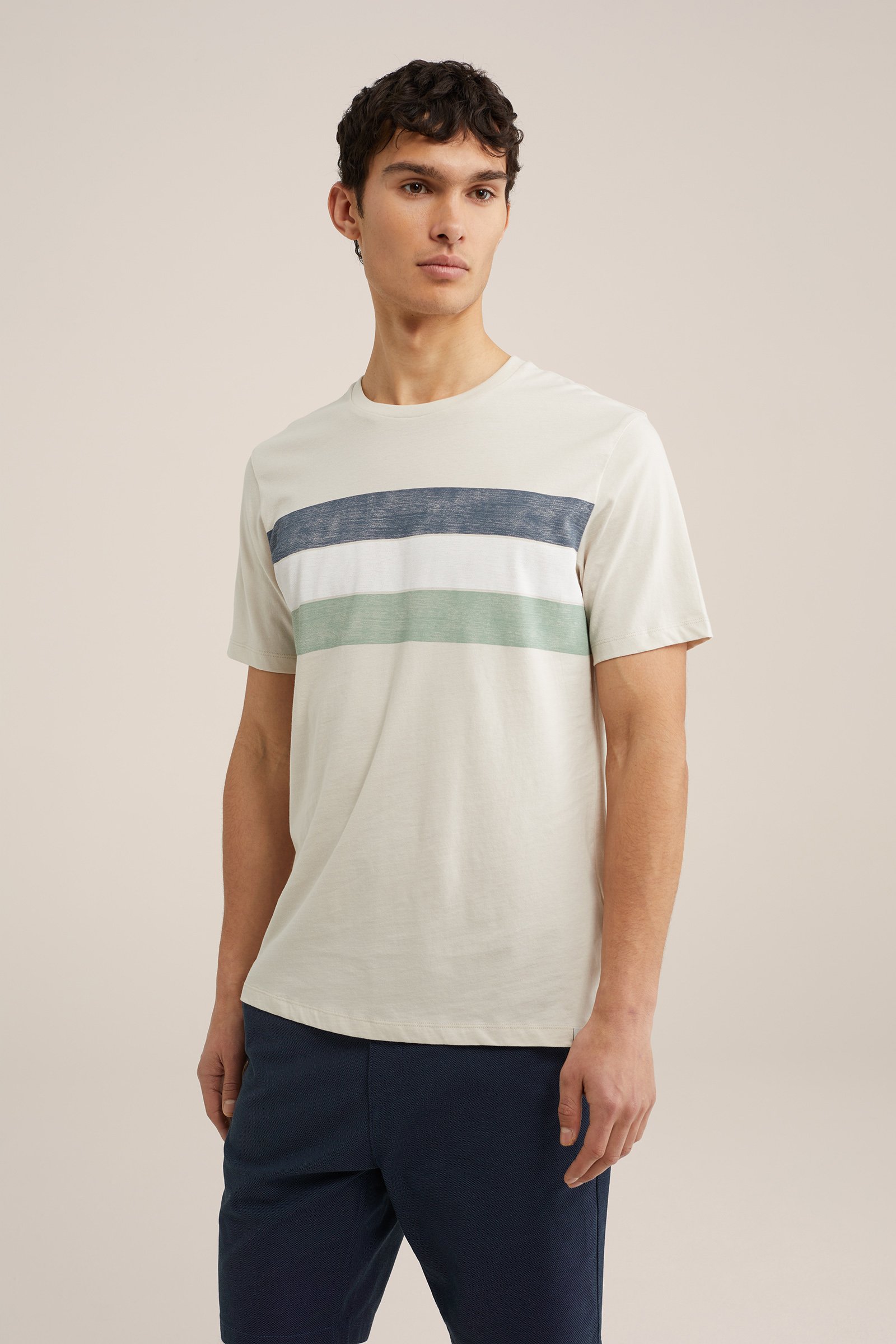 T-shirt met opdruk WE Fashion Beige