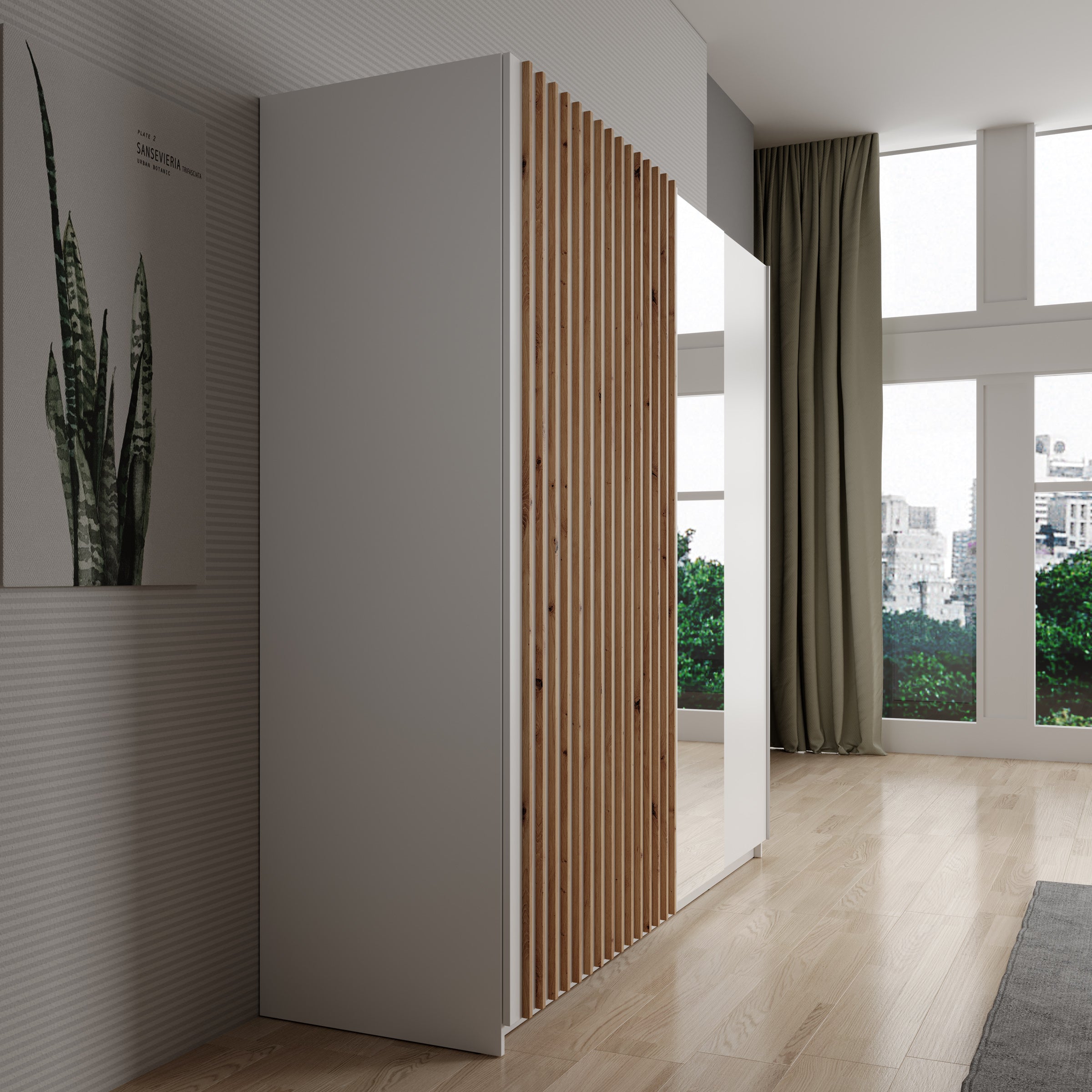 Deliryon - Kledingkast met schuifdeuren - Wit - 200x62x199 cm