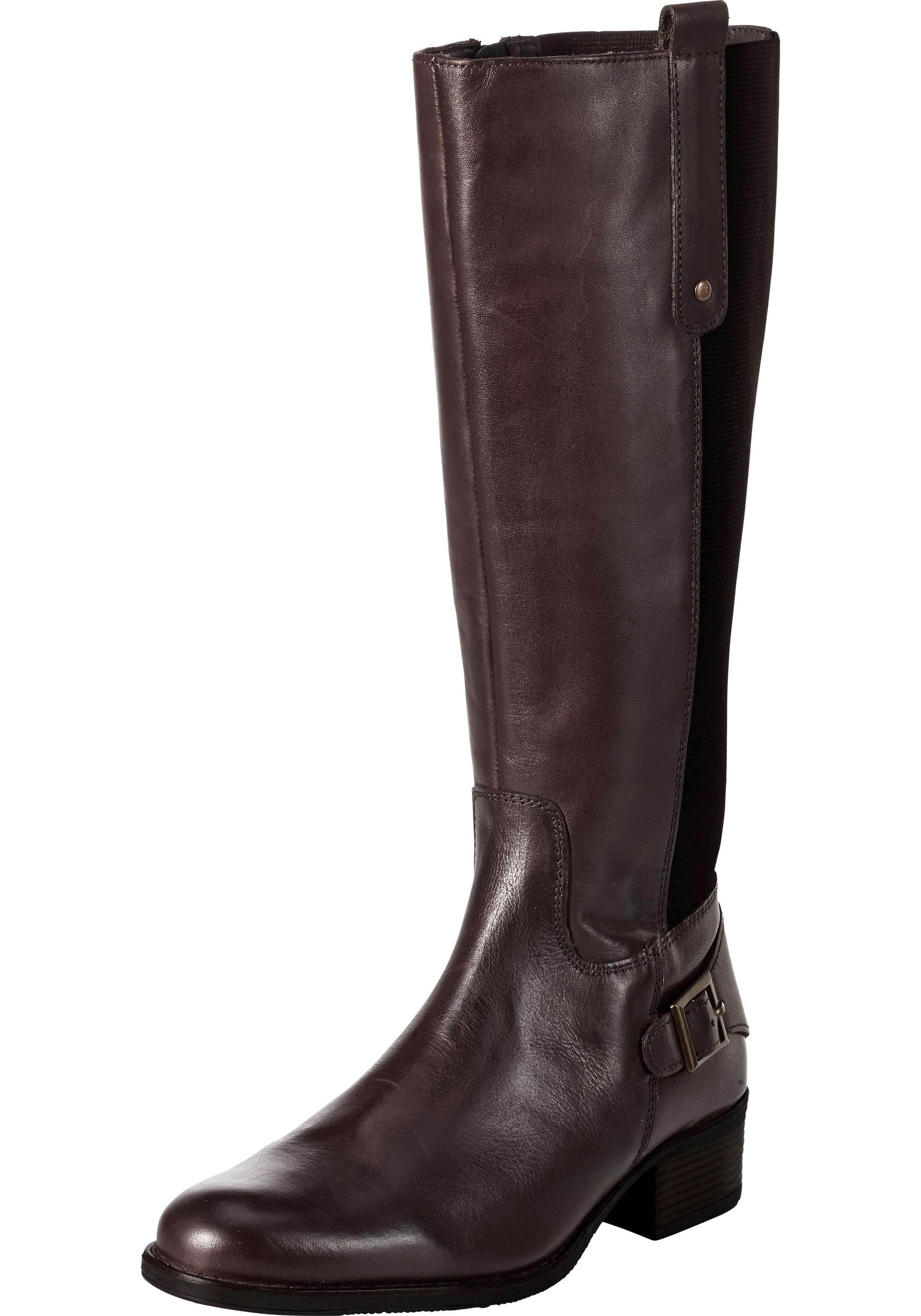 Weitschaftstiefel aus Leder mit Zierschnalle