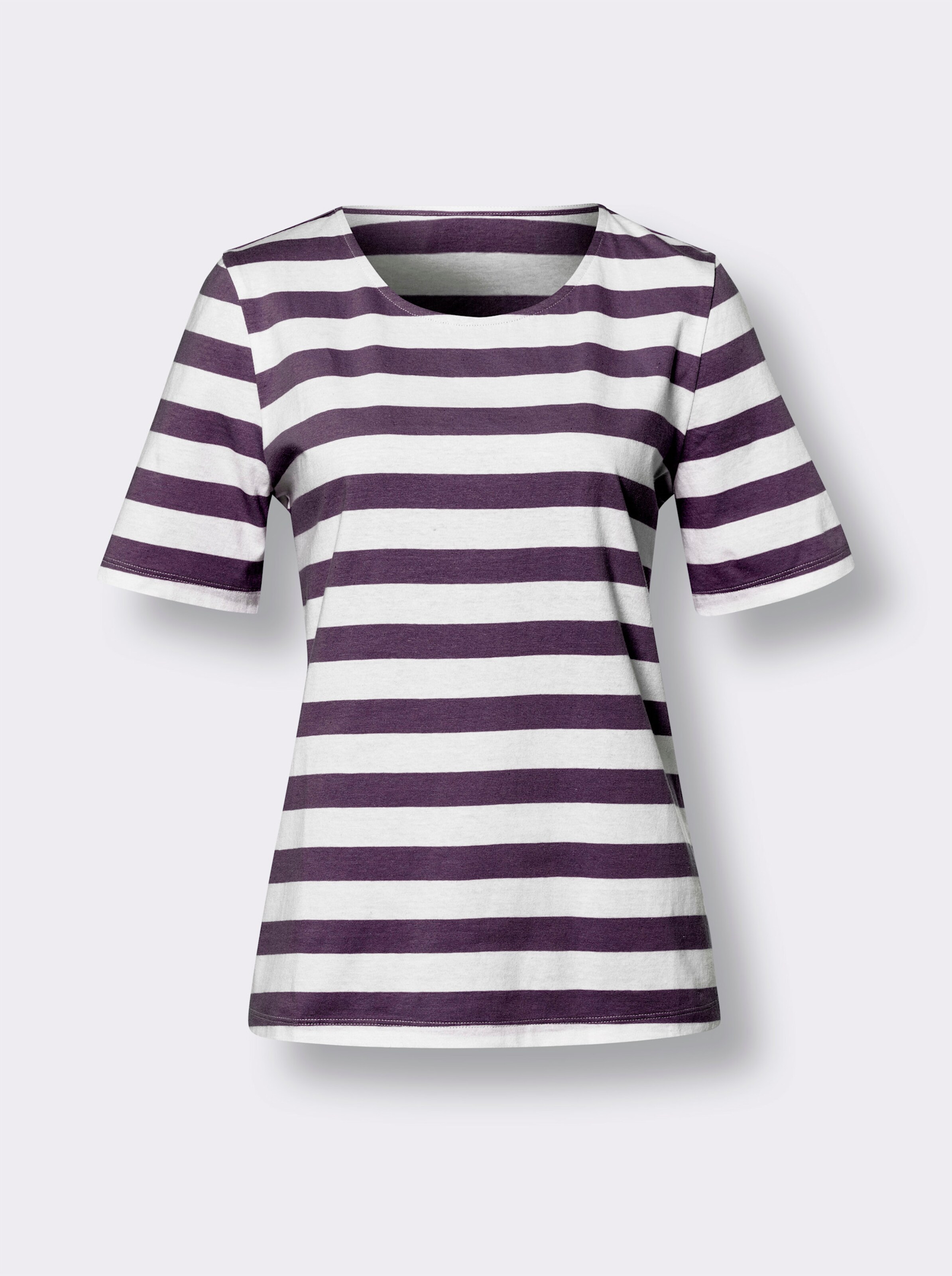 Kurzarmshirt mit garngefärbten Streifen