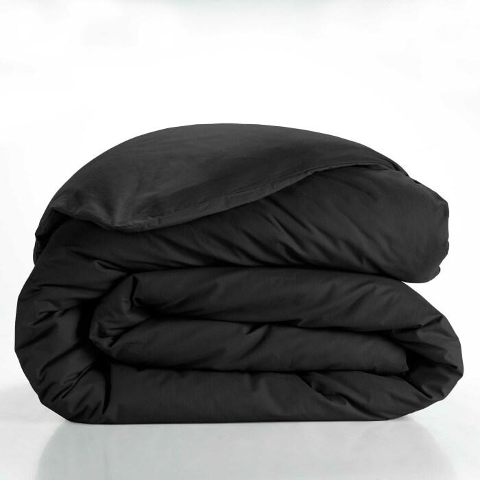 HOUSSE COUETTE 260X240CM UNI 57 FILS LINA NOIR