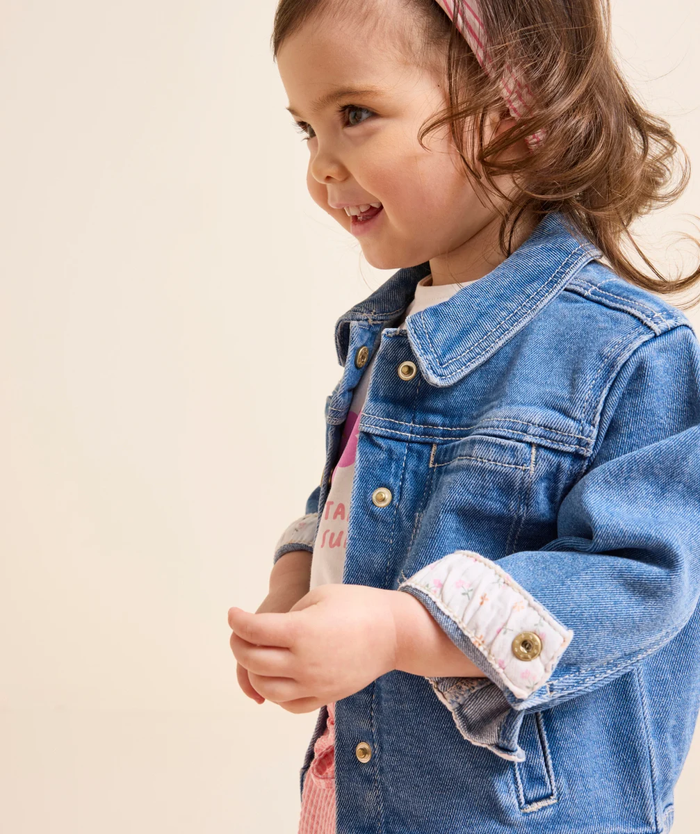 VESTE EN JEAN BÉBÉ FILLE LOW IMPACT AVEC BOUTONS COULEUR DORÉE