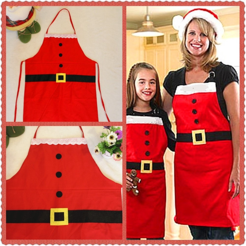 (64x42cm) Weihnachts Küchenschürze Lätzchen Kostüm im Weihnachtsmann Design - Rot
