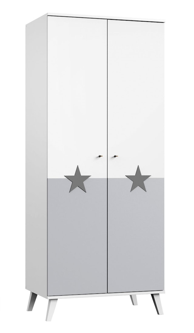 Kleiderschrank Rocky Weiß/Light Grey 83x202x55 cm