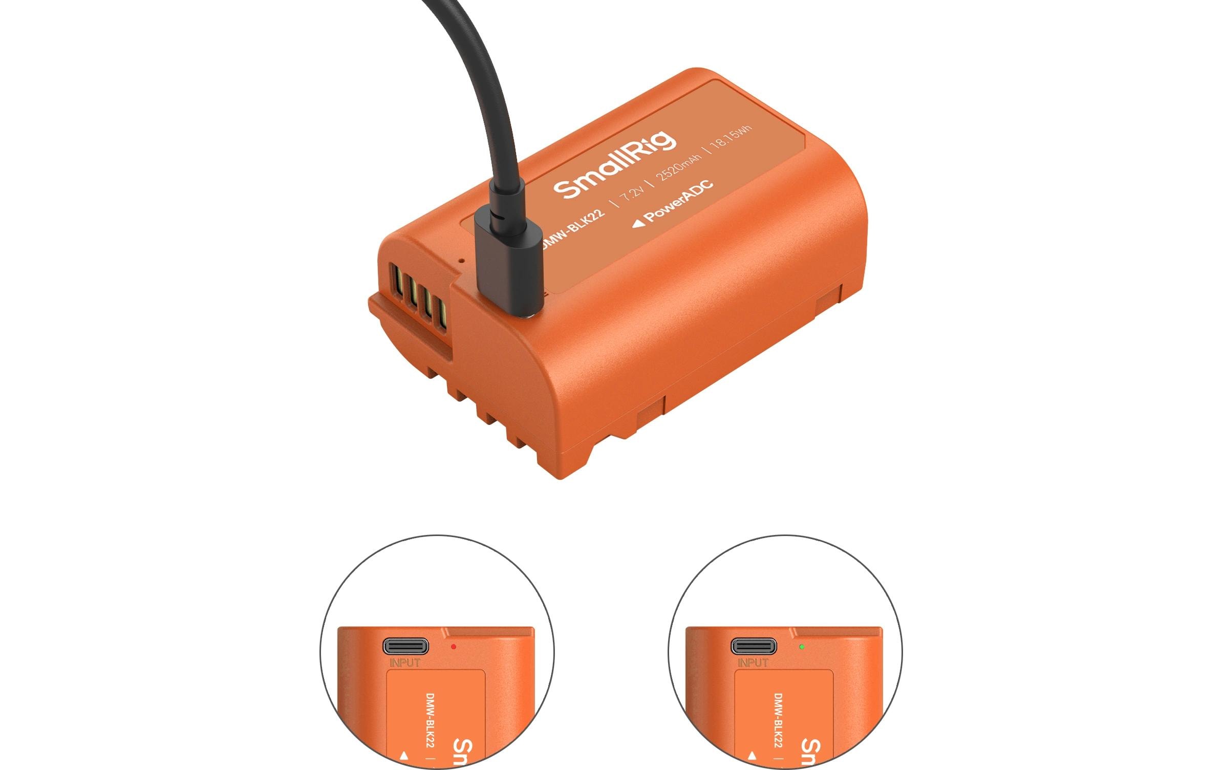 Digitalkamera-Akku DMW-BLK22 USB-C OrangeUSB-C aufladbarer Kamera-Akku