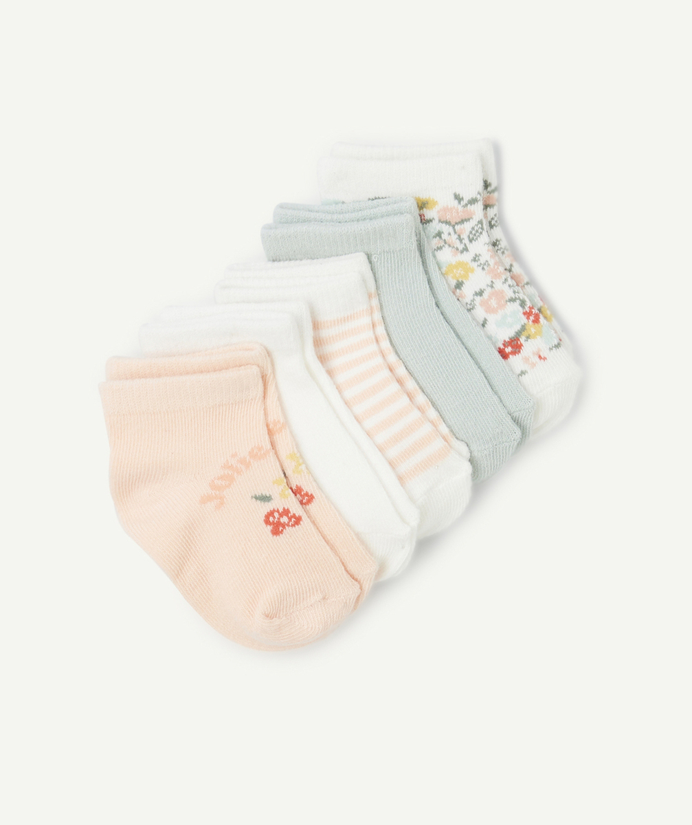 lot de 5 paires de socquettes bébé fille rose et bleu thème fleurs