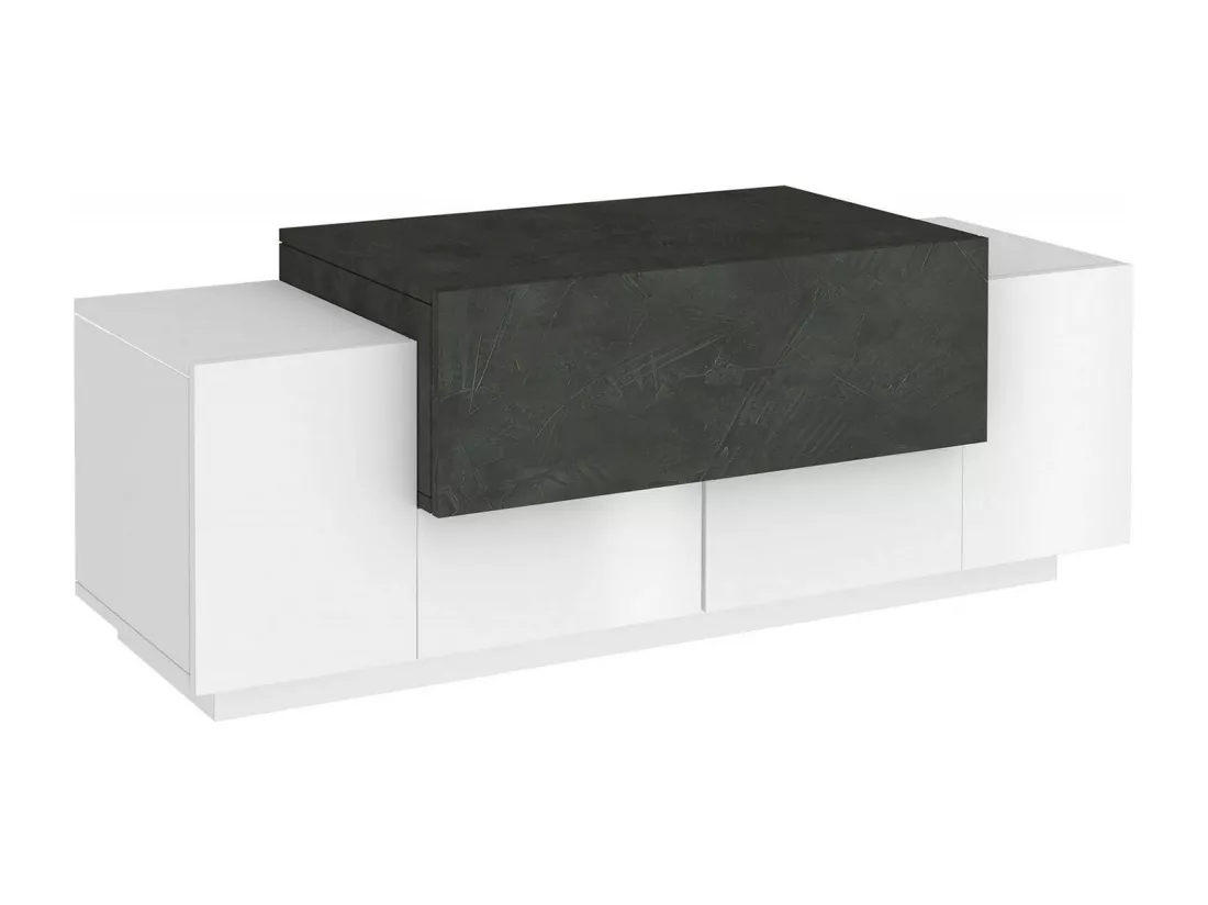 Meuble d'entrée Djallo, entrée multifonction moderne, casier polyvalent pour hall d'entrée, 100% Made in Italy, 120x45h46 cm, blanc brillant et ardoise