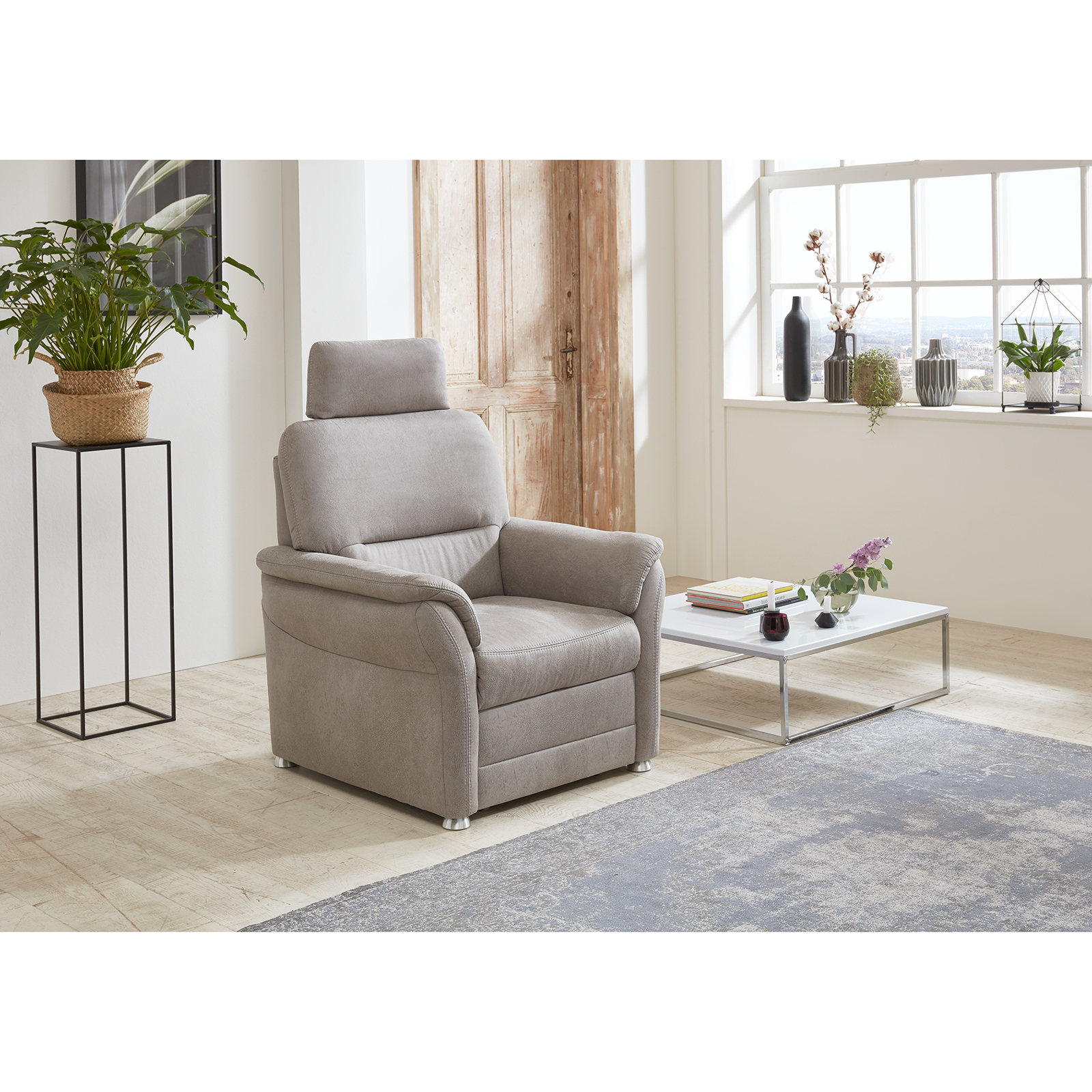 polsterpower Sessel - alu - Microfaser