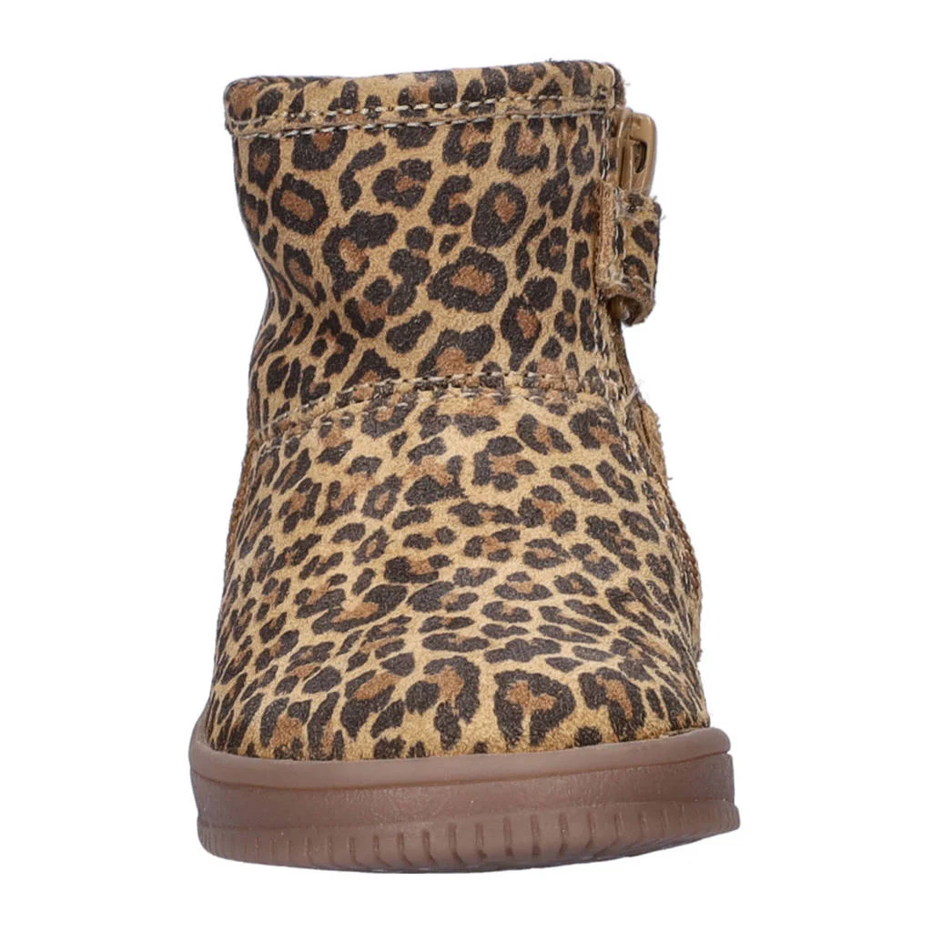 Nelson Kids gevoerde suède enkelboots met panterprint beige/zwart