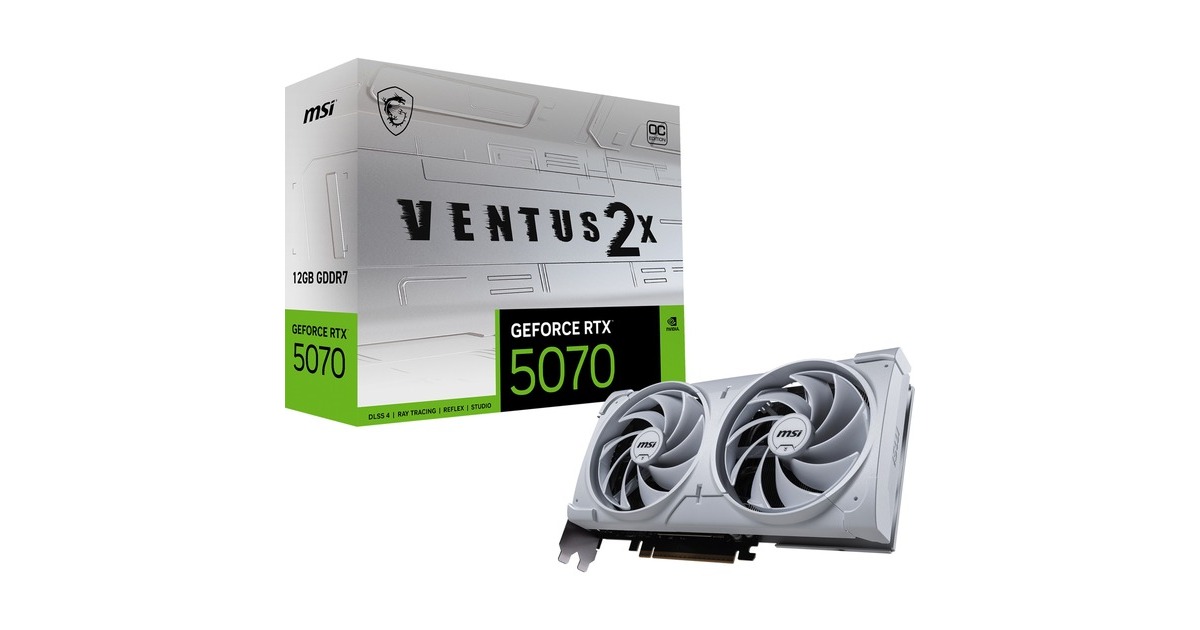 MSIGeForce RTX 5070 12G VENTUS 2X OC WHITE grafische kaart  (Wit, 3x DisplayPort, 1x HDMI)