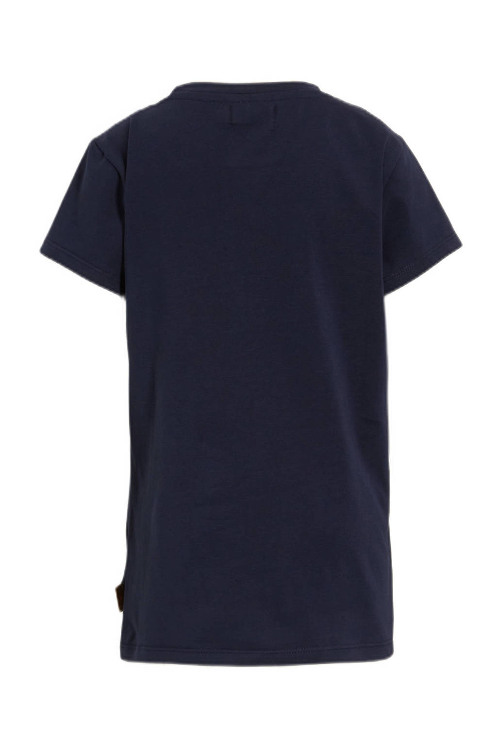 Orange Stars T-shirt Paula met tekstopdruk donkerblauw