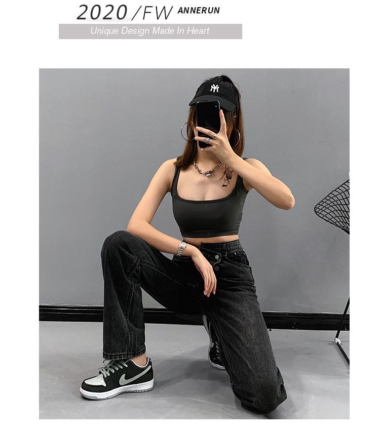 Saccharine - Asymmetrische jeans met hoge taille en rechte pijpen