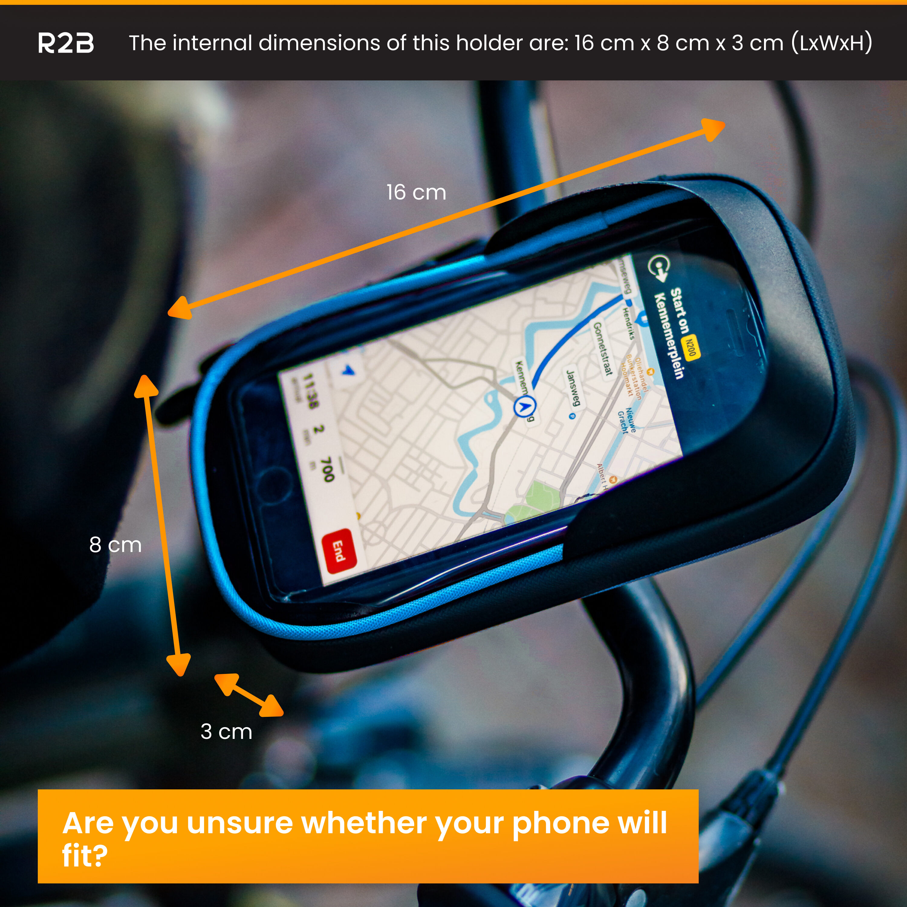 R2B Blauwe Waterdichte Fiets Telefoonhouder