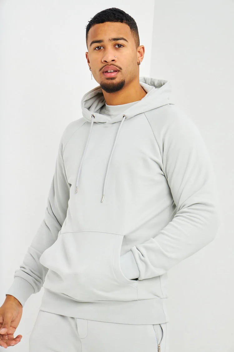 Sweat à capuche basic gris clair