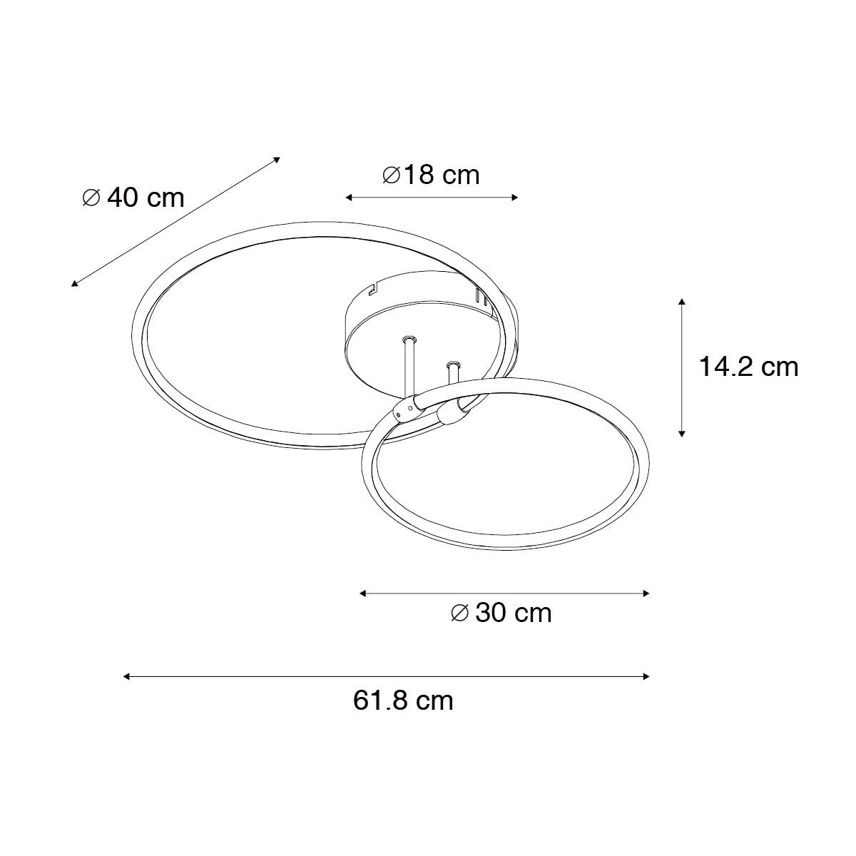 Design plafondlamp staal incl. LED 3-staps dimbaar 2-lichts - Joaniqa