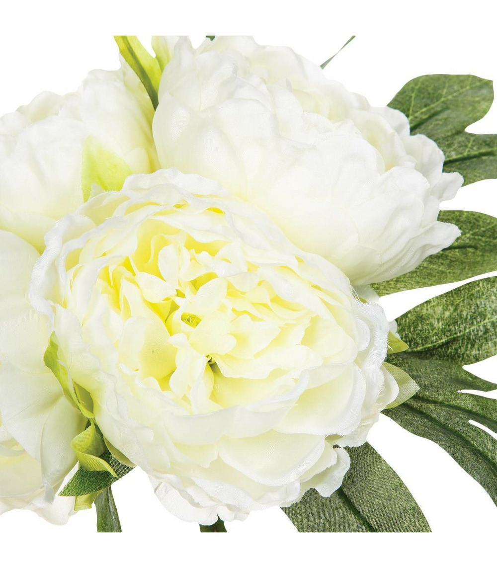 Bouquet de fleurs artificielles 4 pivoines blanches d. 25 x h. 30 cm