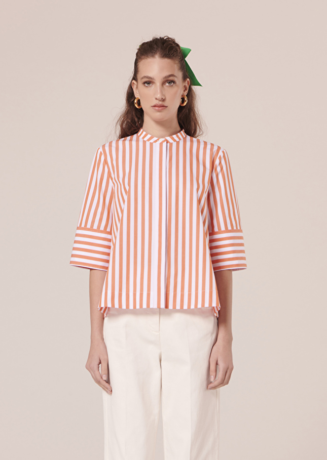 Chemise Camillianaorange à rayures en popeline