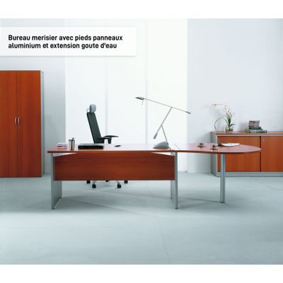Bureau droit DUAL - L140 - Pieds Anthracite - plateau imitation Hêtre