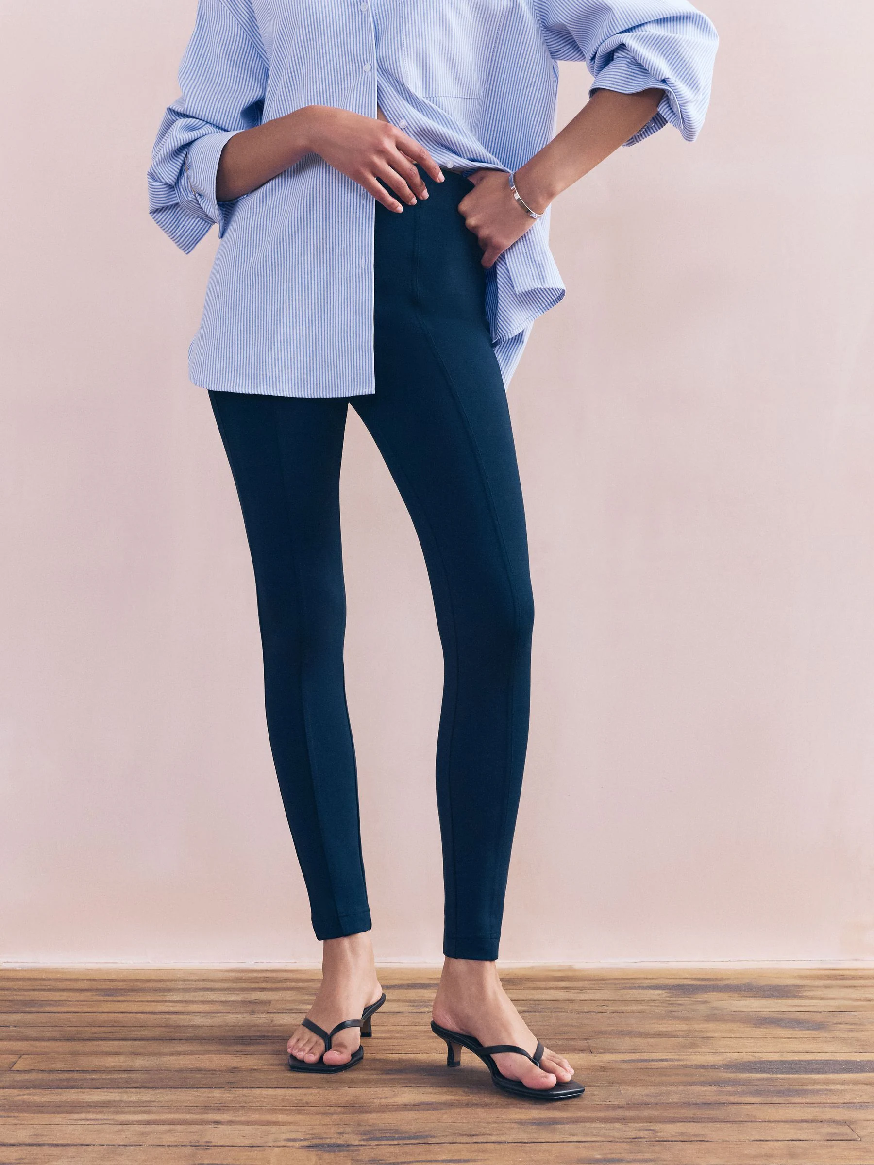 Marineblauw - Legging van ponte-stof