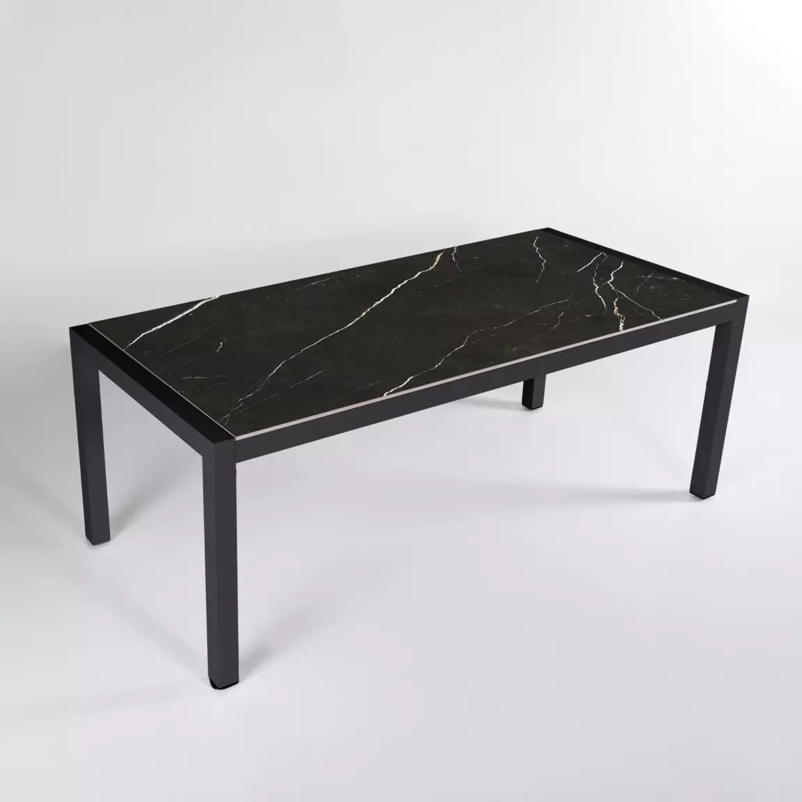 Table de jardin en aluminium et céramique 8 places (180 x 90 cm) Modena Noir marbré